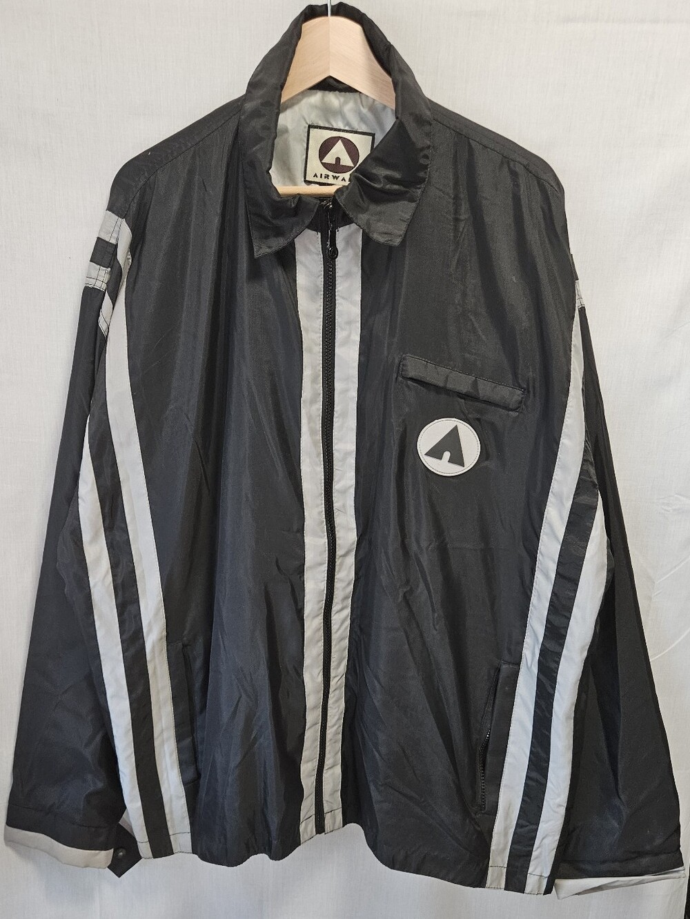 Airwalk Black Windbreaker Jacket with Gray Trim -VTG- SZ XXL